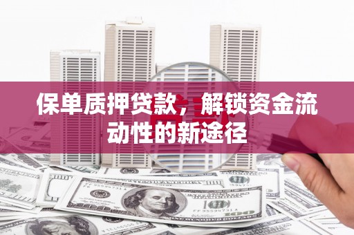 三亚保单质押贷款，解锁资金流动性的新途径