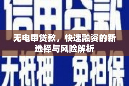 三亚无电审贷款，快速融资的新选择与风险解析