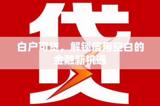 三亚白户可贷，解锁信用空白的金融新机遇